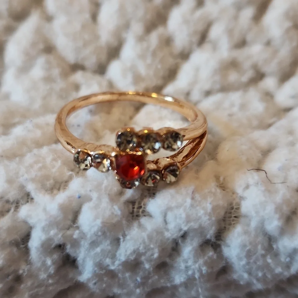 Mod Lily Faux Rose Gold CZ Ruby Ring